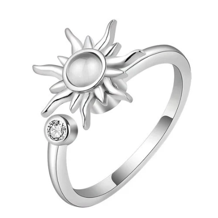 Adjustable Anxiety Sun Ring l Silver Spinning Ring Ireland